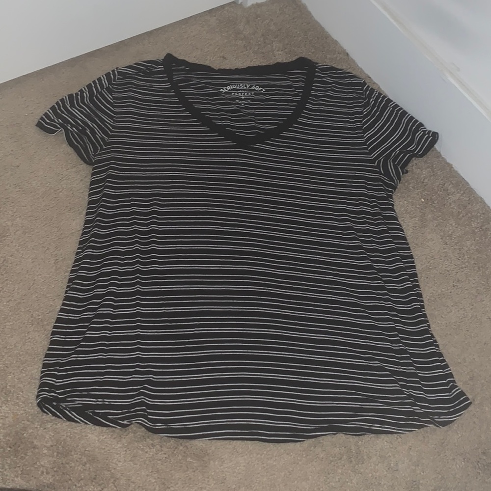 Black and White Striped Aeropostale T-Shirt